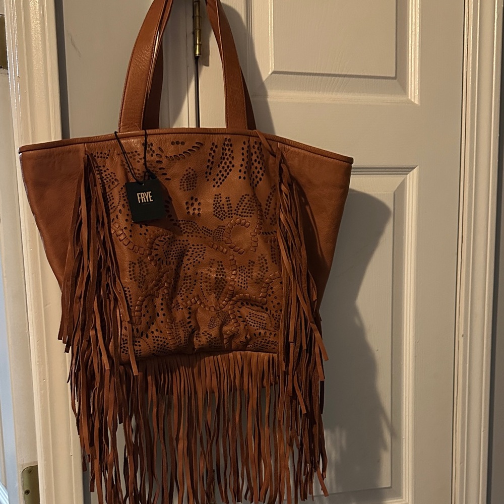 Frye Vivian leather fringeTan Leather  Tote purse